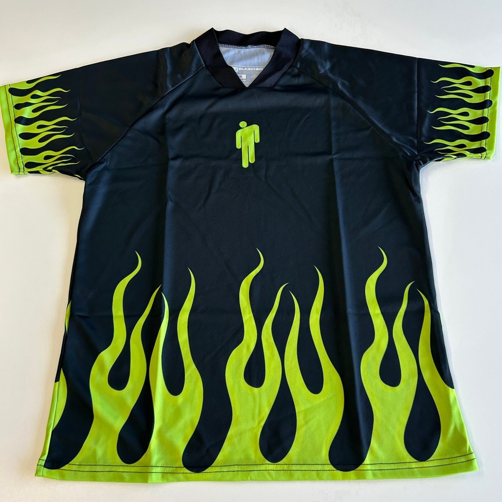 Billie Eilish x Bleacher Report B/R FC 2019 Black Neon Green Flame Jersey M